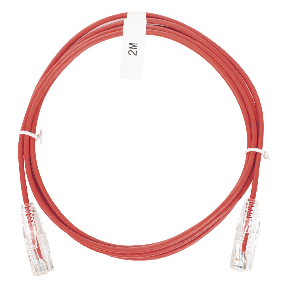 Patch cord Cat6 UTP, 2 m, rojo, 28 AWG