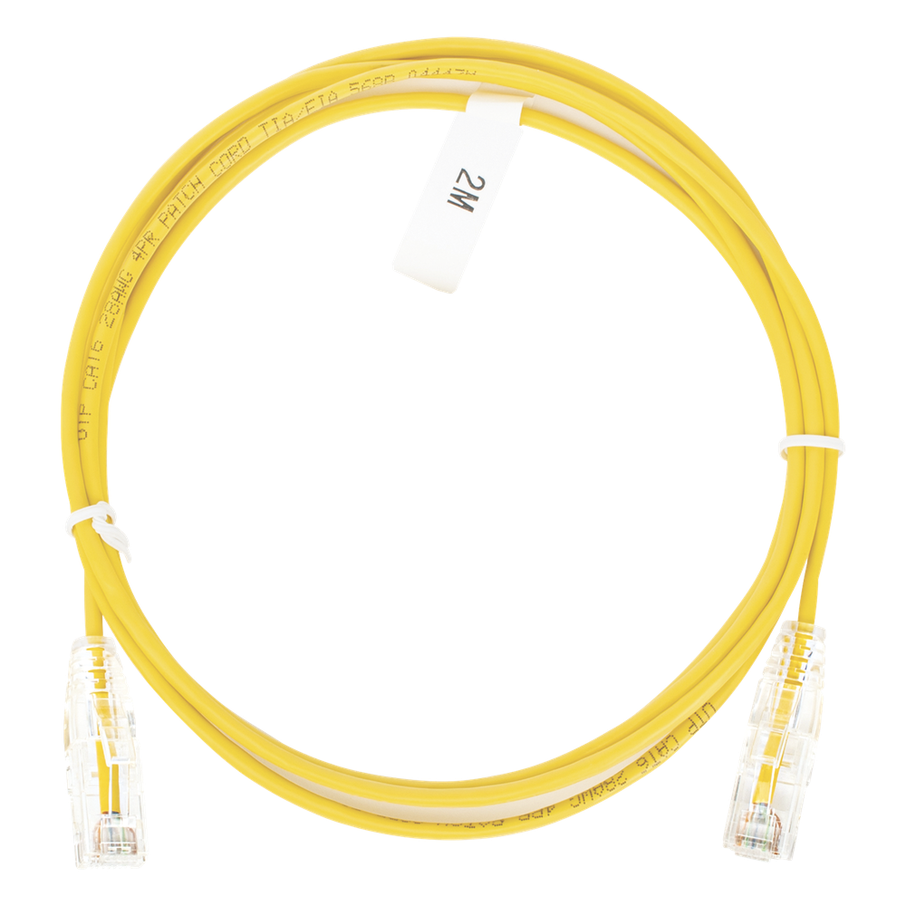 Patch cord Cat6 UTP, 2 m, amarillo, 28 AWG
