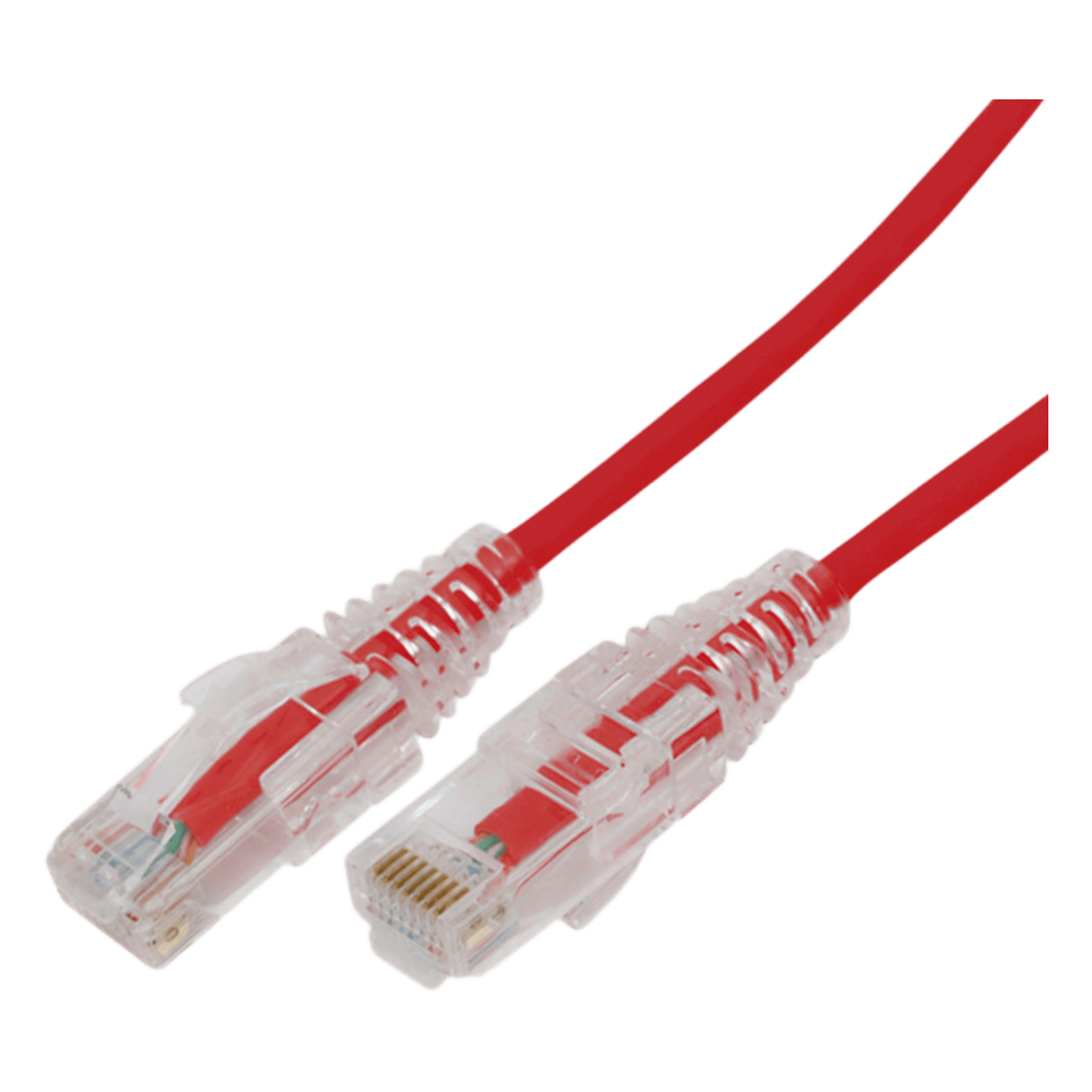 Cable de Parcheo Slim UTP Cat6A - 0.5 Metros (1.64 Pies) Rojo, Diámetro Reducido (28 AWG)