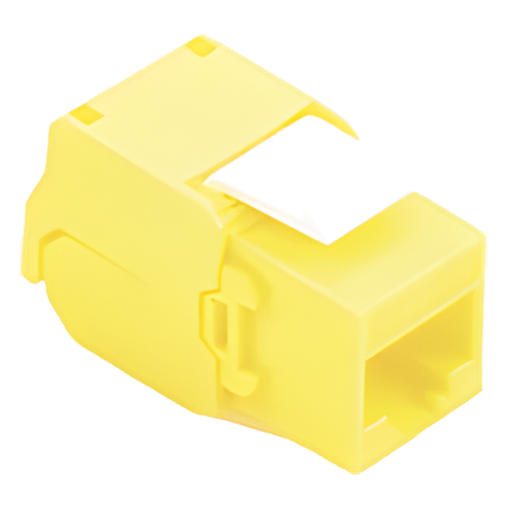 Jack RJ45 keystone Cat6A, sin herramienta, amarillo