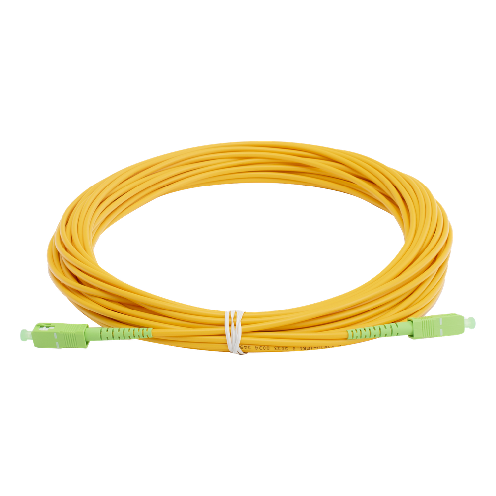 Jumper de fibra óptica monomodo, SC/APC-SC/APC, simplex, 15 m, amarillo
