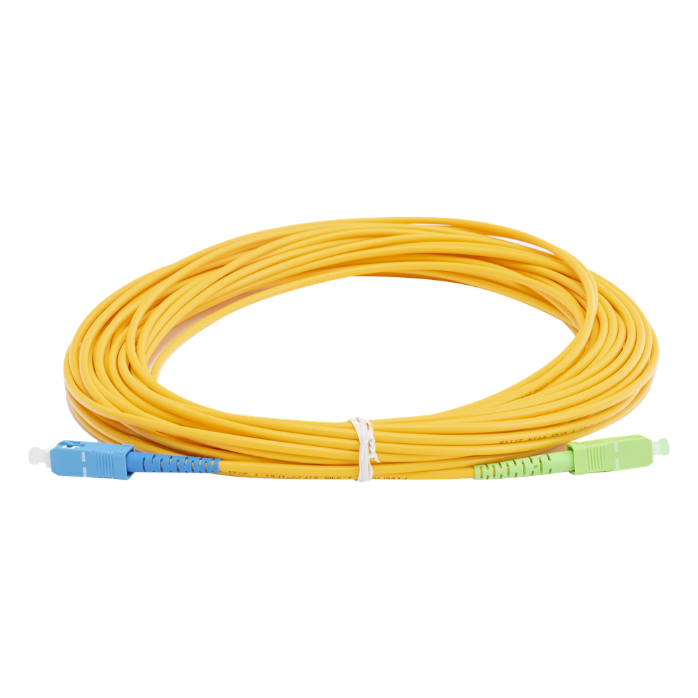 Jumper de fibra óptica monomodo, SC/UPC-SC/APC, simplex, 15 m, amarillo