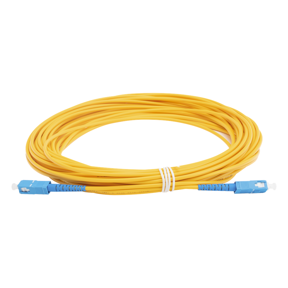 Jumper de fibra óptica monomodo, SC/UPC-SC/UPC, simplex, 15 m, amarillo