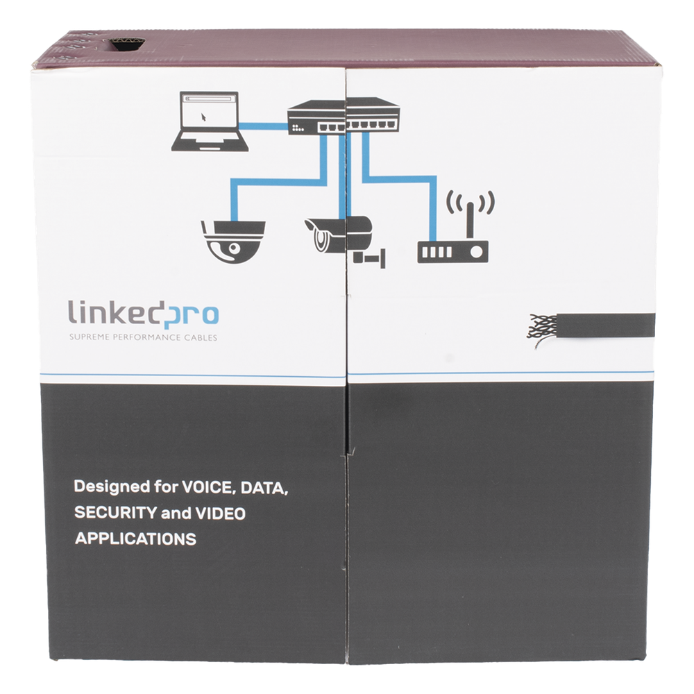 Bobina de cable Cat5e 305 m, UTP, negro