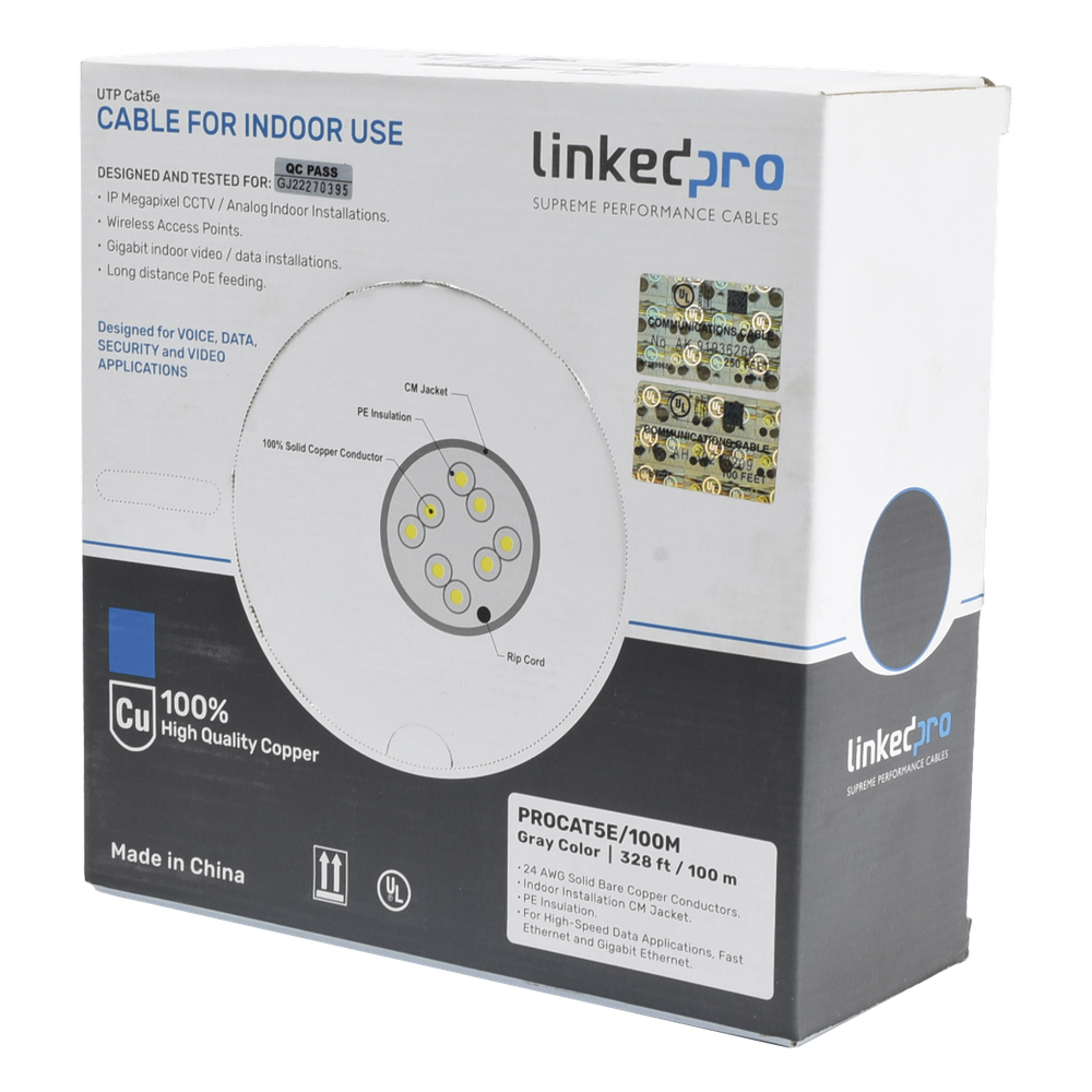 Cable Cat5e de Alto Rendimiento 100 m, gris