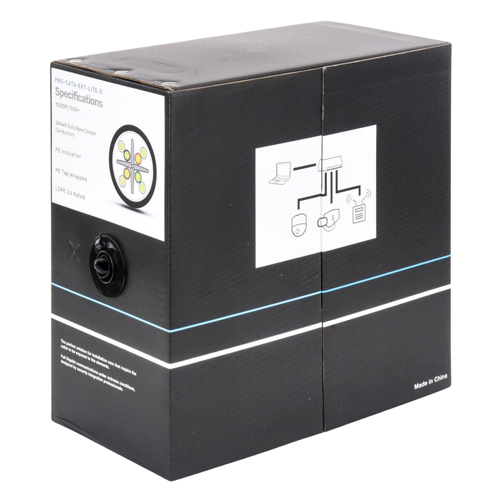 Bobina de cable Cat6 305 m, 24 AWG, negro