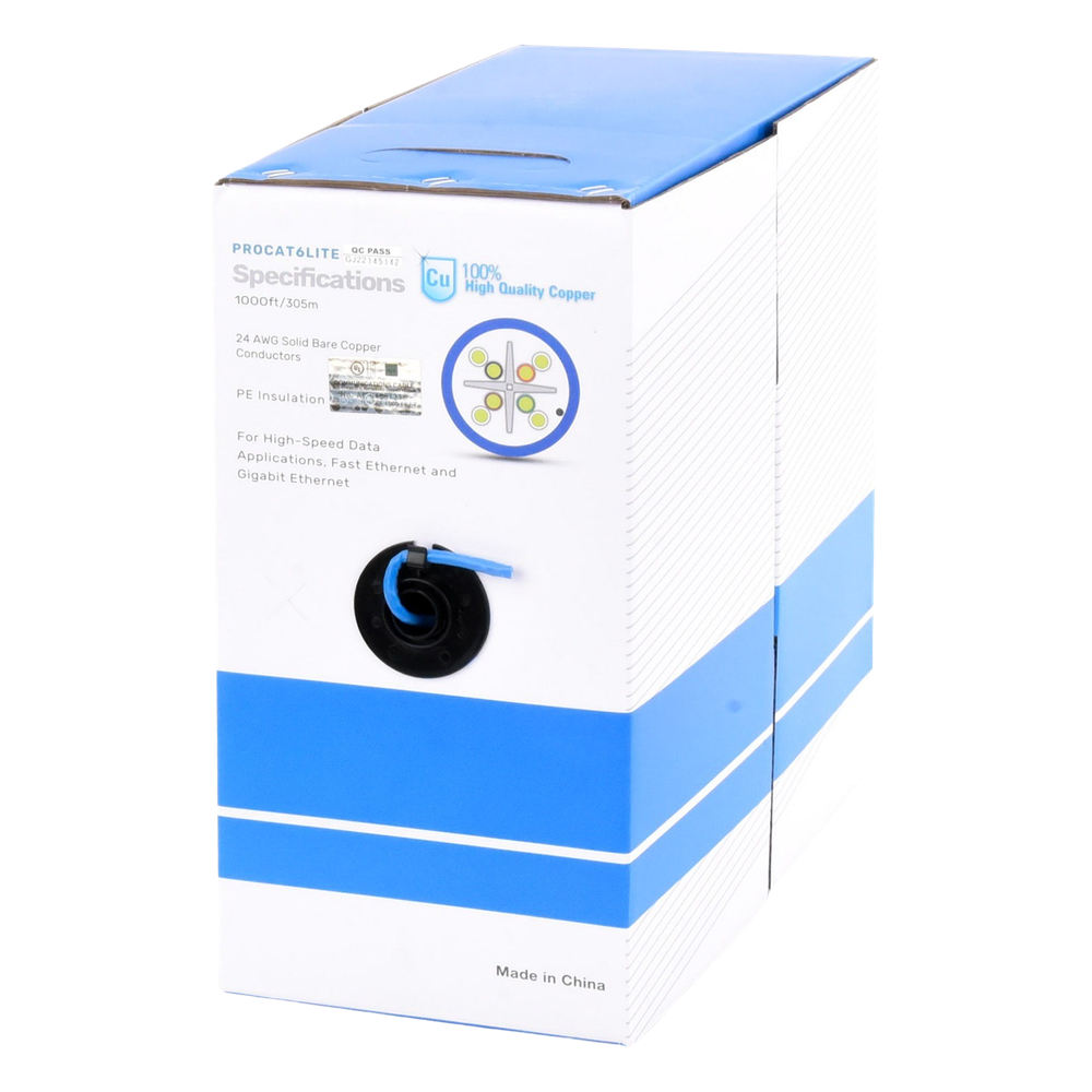 Bobina de cable Cat6 305 m, 24 AWG, azul