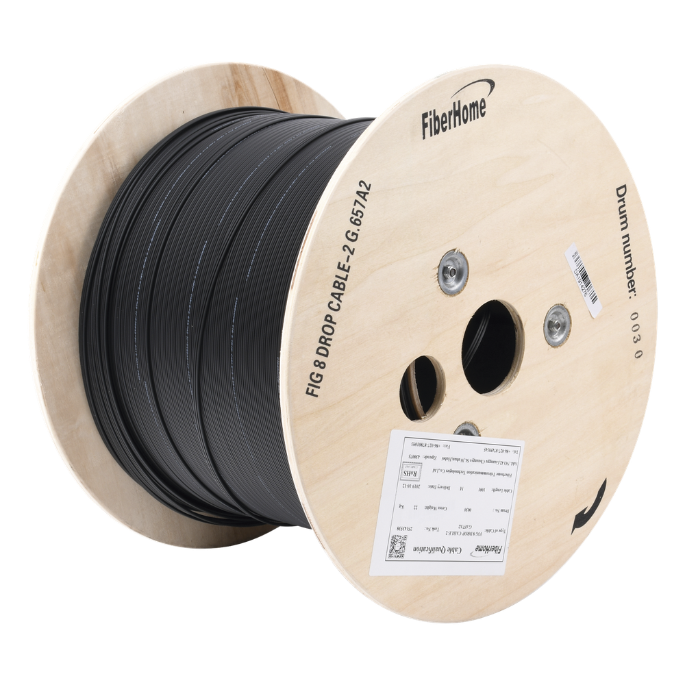 Bobina de fibra óptica monomodo, 2 Hilos, negro