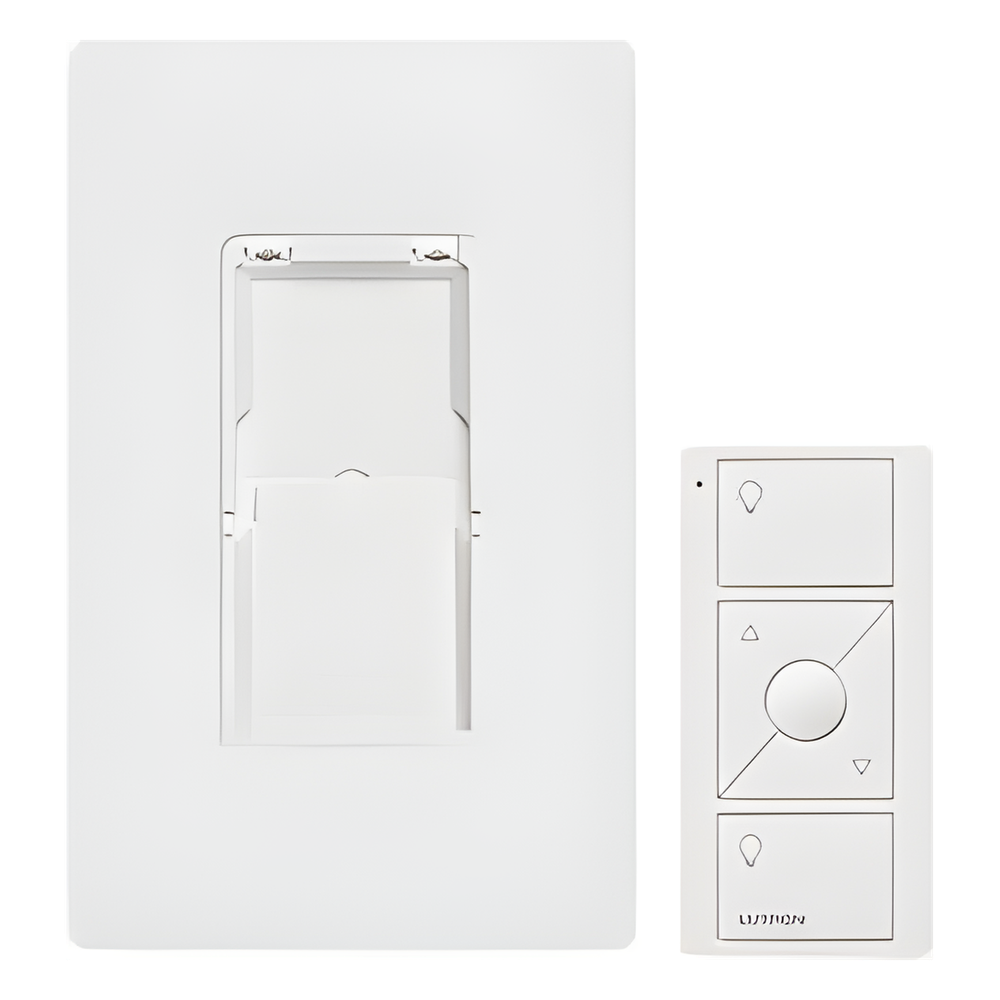 Kit de control Pico inalámbrico de 3 botones con subir / bajar para montaje en pared, incluye adaptador y placa Claro, para Caseta Wireless, RadioRA 2 y HomeWorks QS