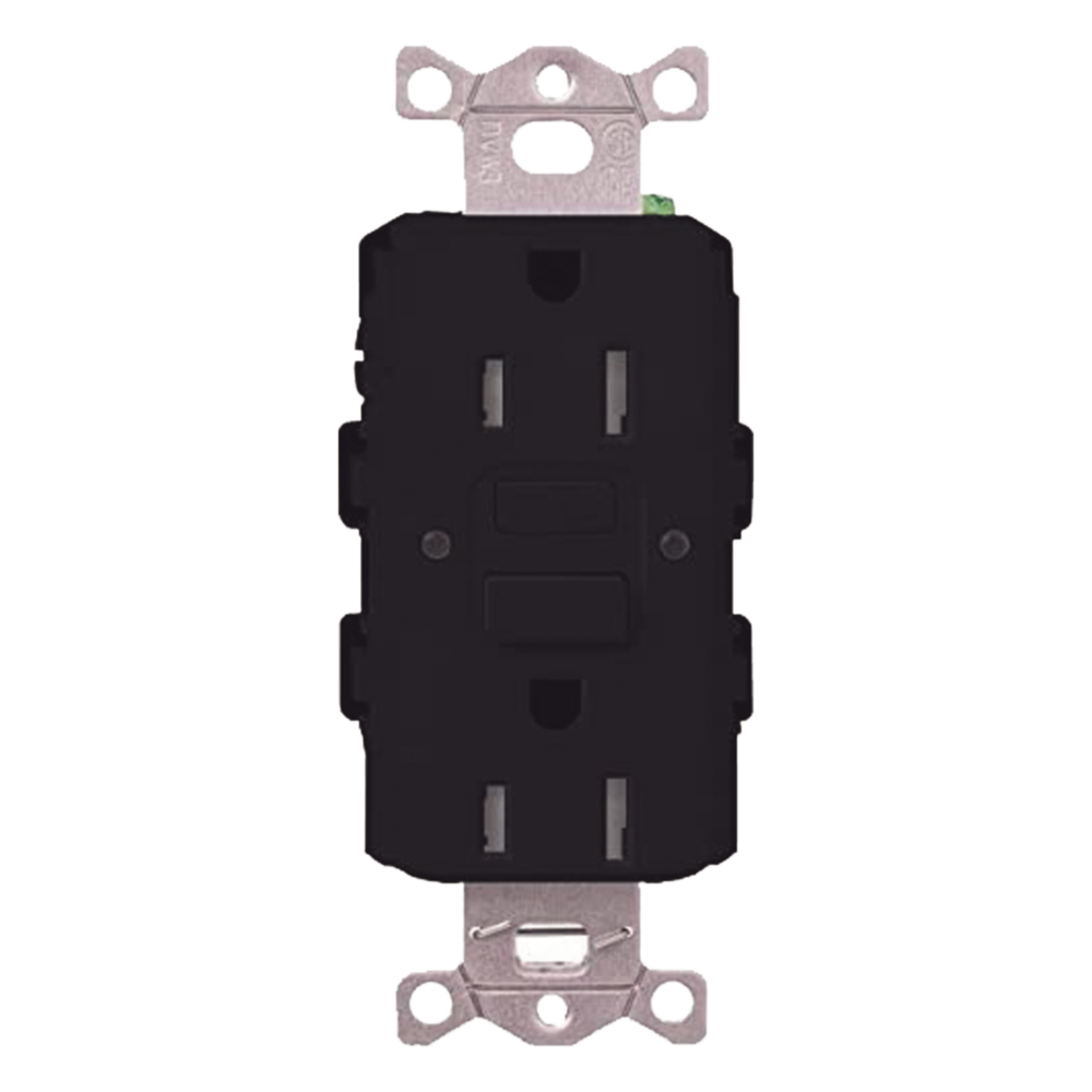 Tomacorriente GFCI autocomprobante de 15 A y 125 V negro