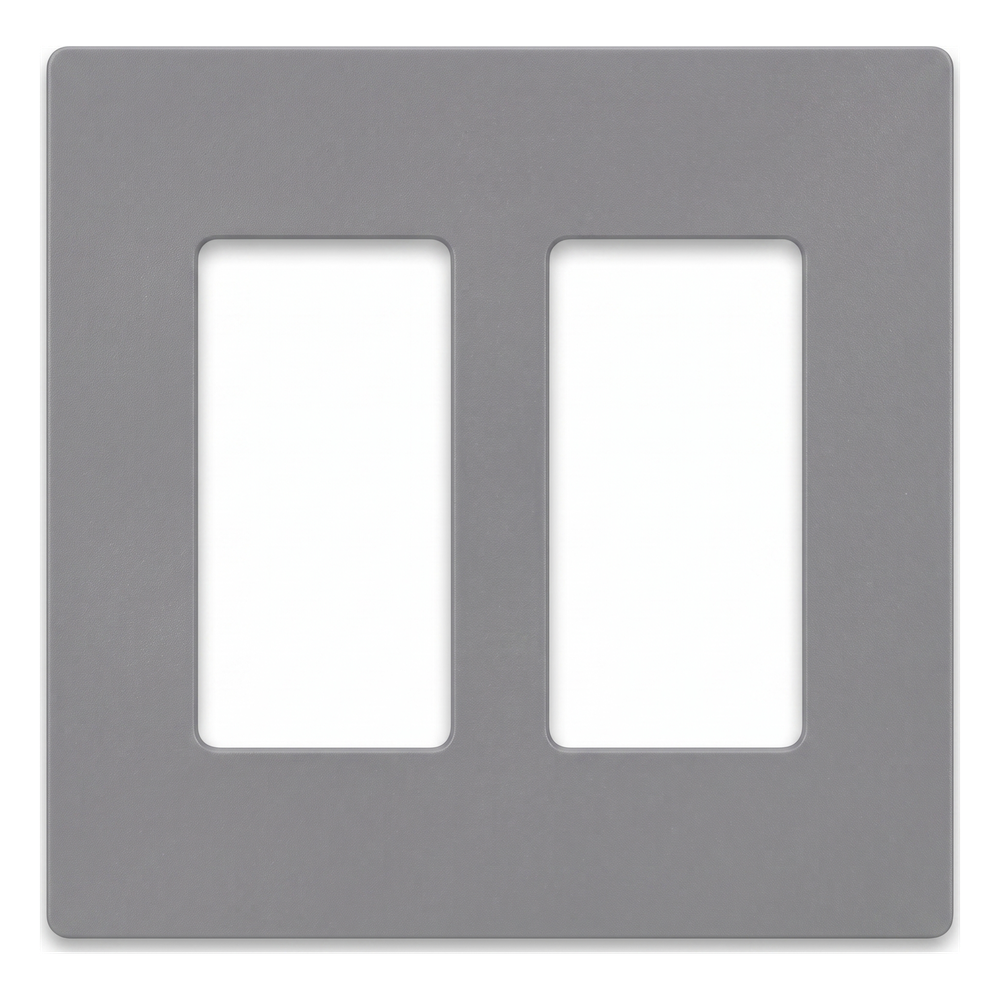 Placa de pared 2 espacios, sin tornillos, gris