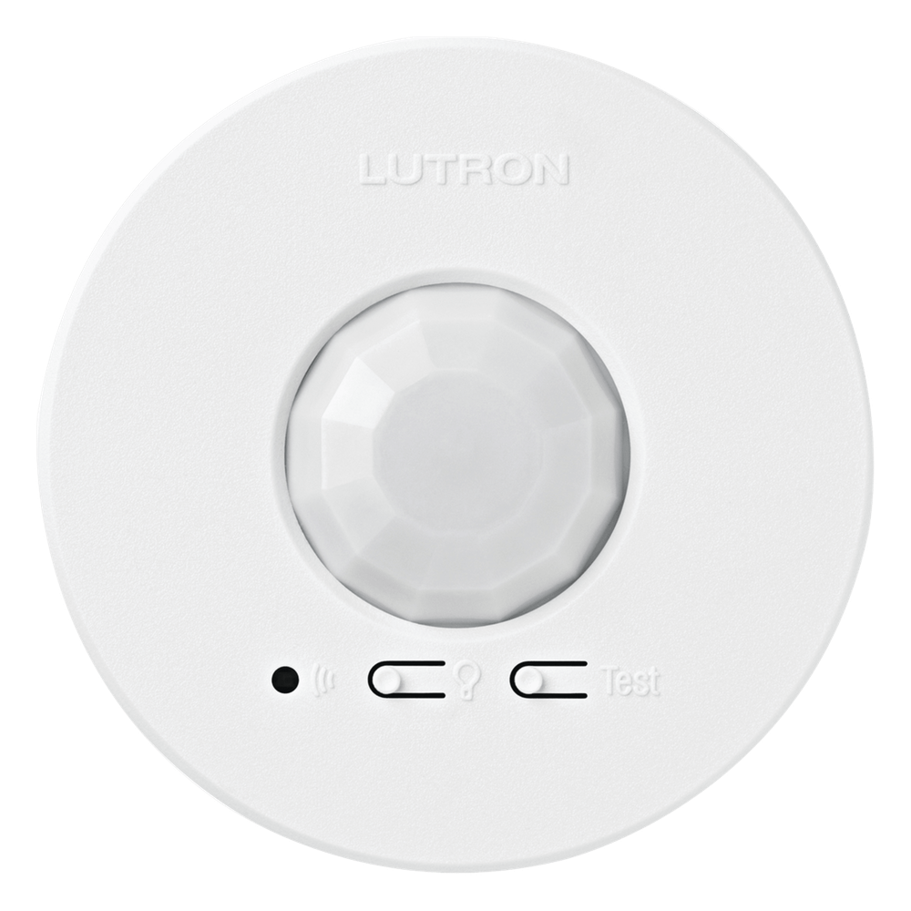 Sensor de ocupación y vacancia inalámbrico de techo, PIR 360°, cobertura de 30.2 a 62.4 m², a batería, compatible con RadioRA 2, RA2 Select, RadioRA 3 y Vive