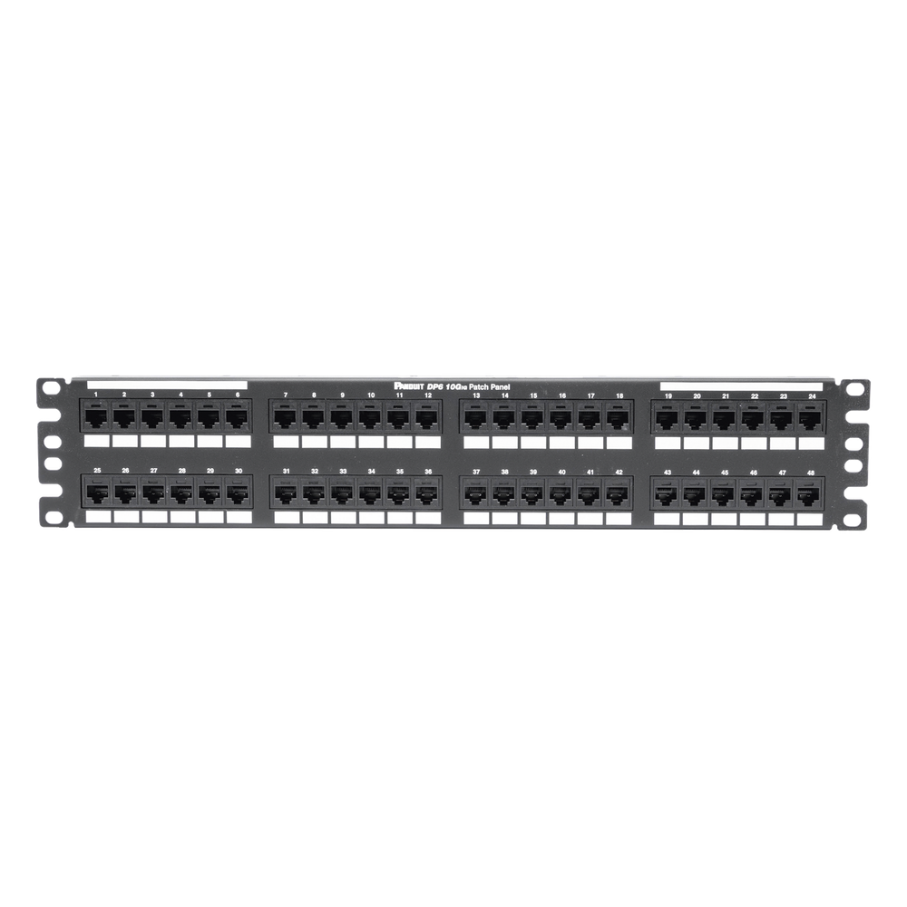 Panel de parcheo Cat6A 48 puertos, 2UR