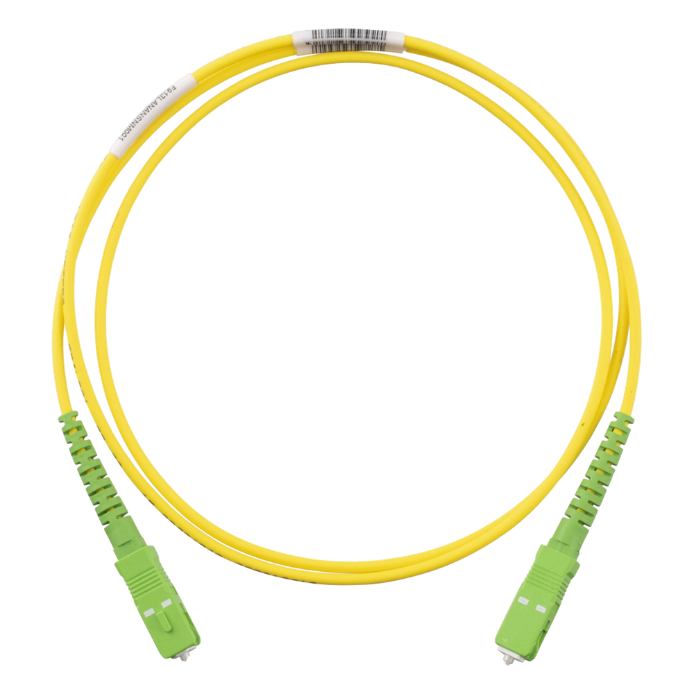 Jumper de fibra óptica monomodo, SC/APC-SC/APC, simplex, 1 m, amarillo