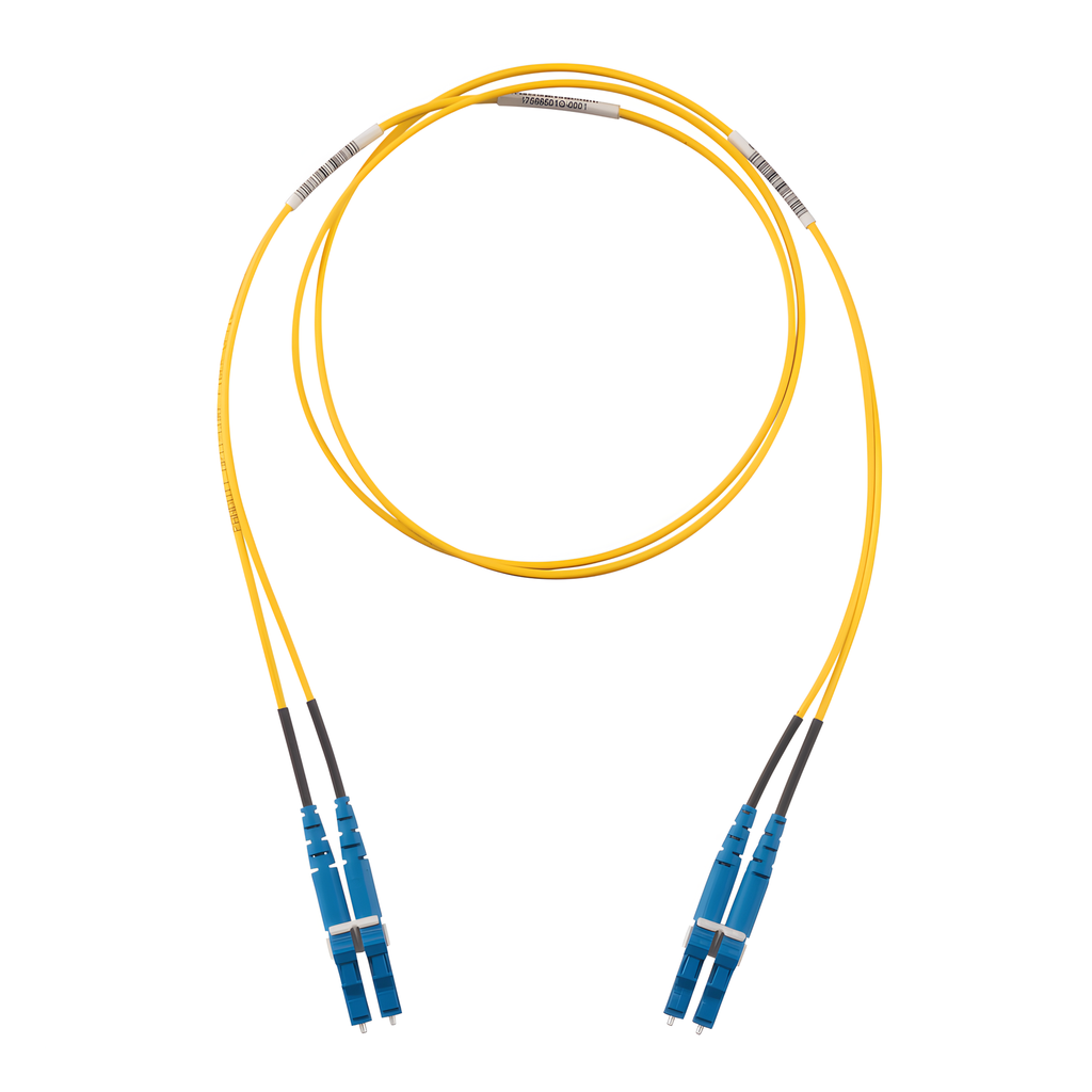 Jumper de fibra óptica monomodo, LC-LC, dúplex, 2 m, amarillo