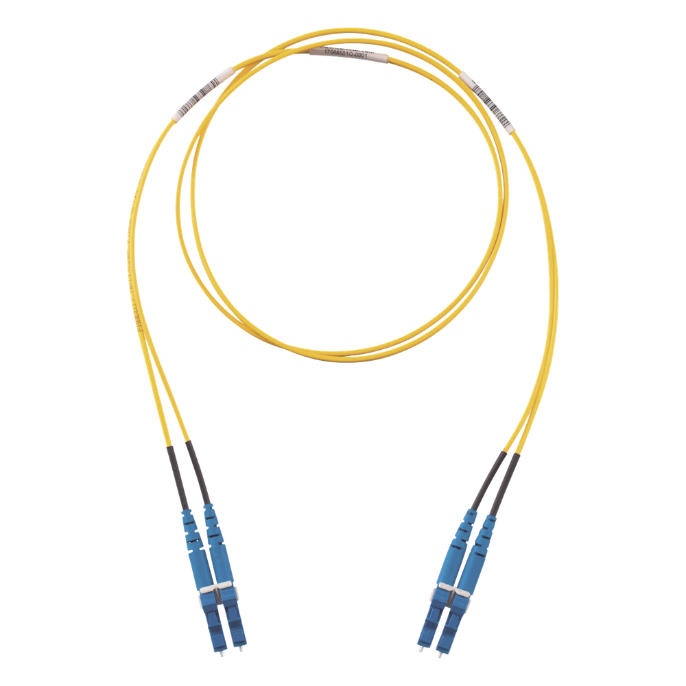 Jumper de fibra óptica monomodo, LC-LC, dúplex, 10 m, amarillo