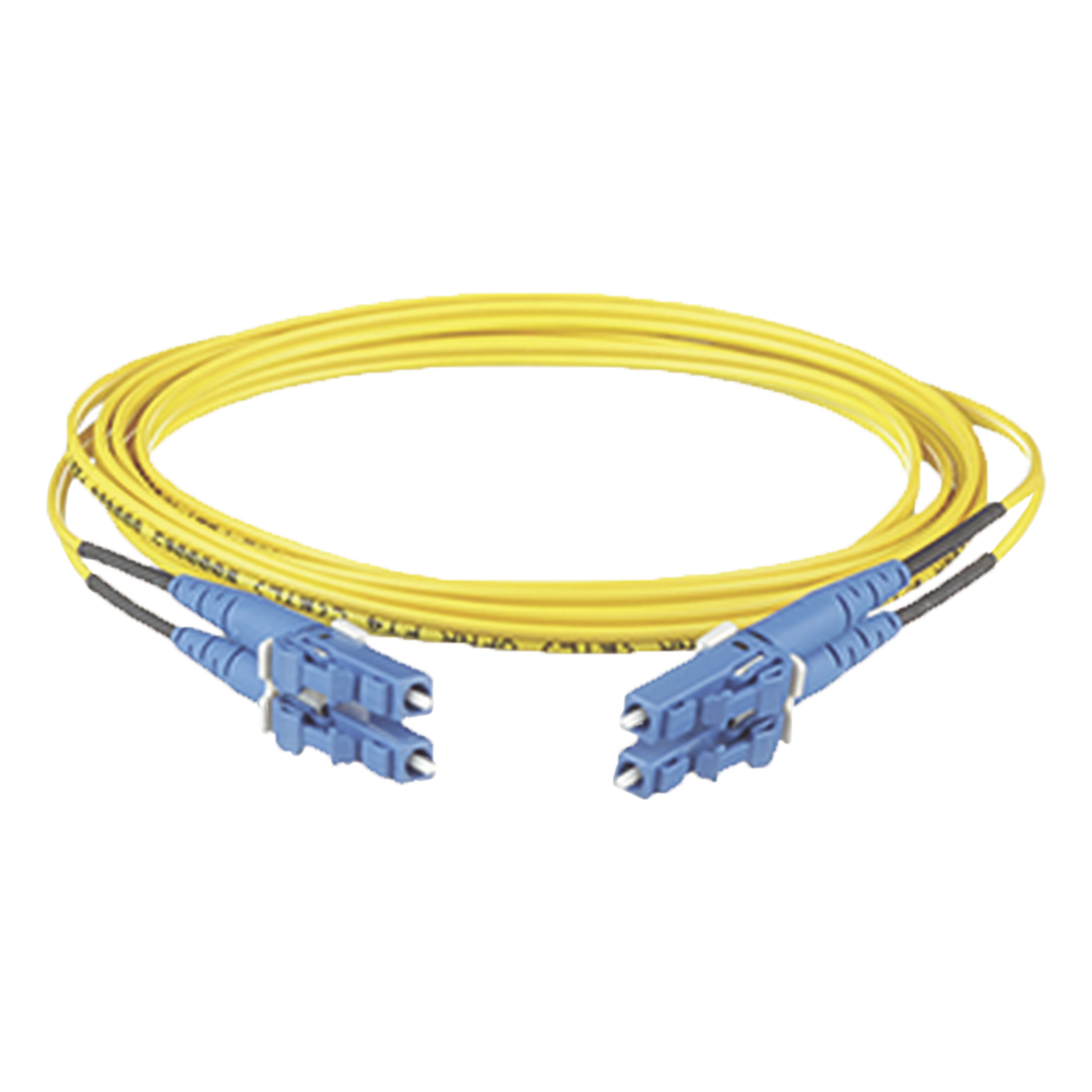 Jumper de fibra óptica monomodo, LC-LC, dúplex, 15 m, amarillo