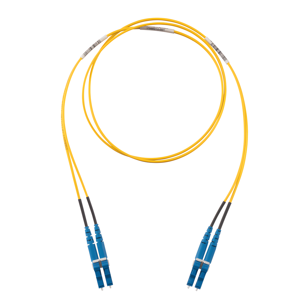 Jumper de fibra óptica monomodo, LC-LC, dúplex, 25 m, amarillo