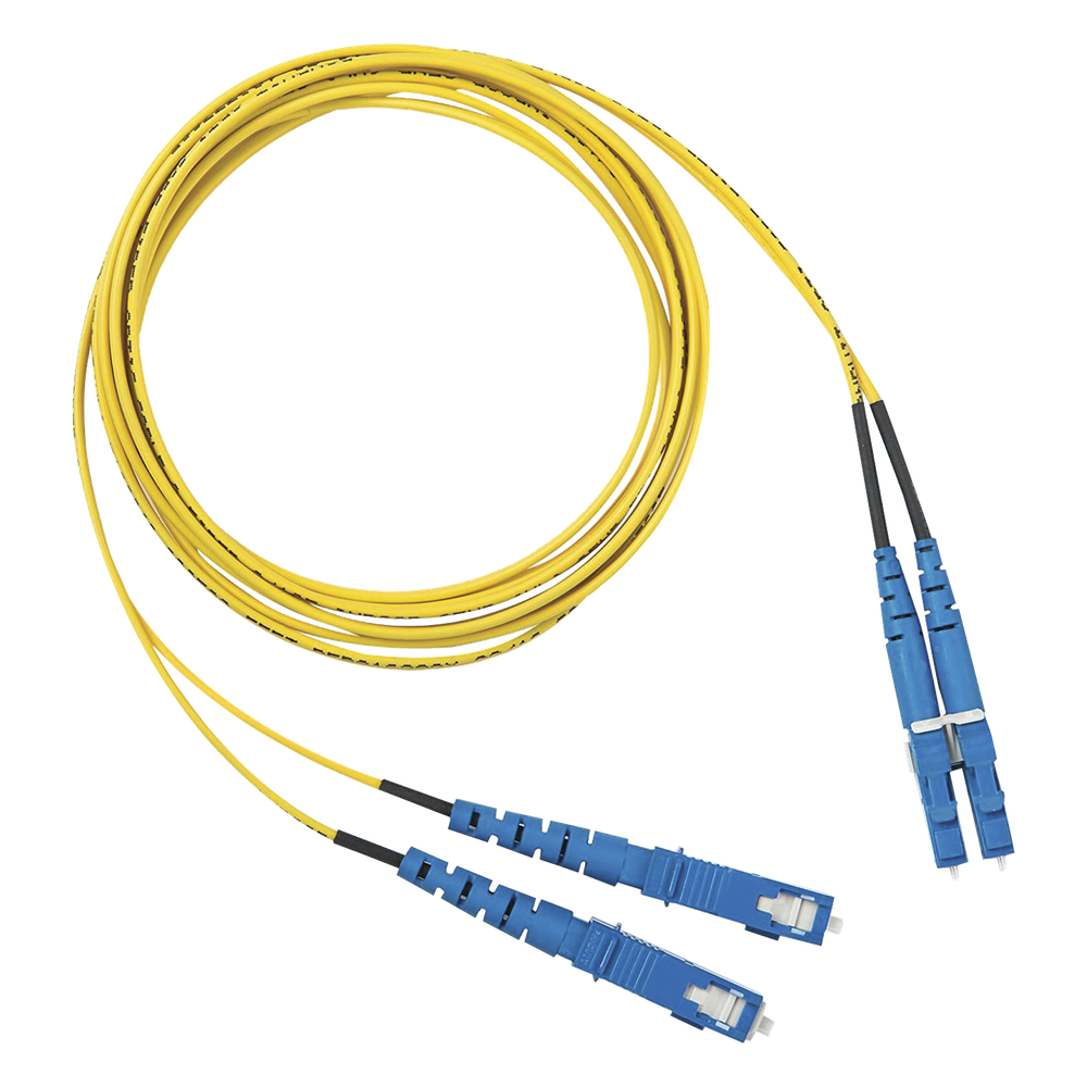 Jumper de fibra óptica monomodo, LC-SC, dúplex, 3 m, amarillo