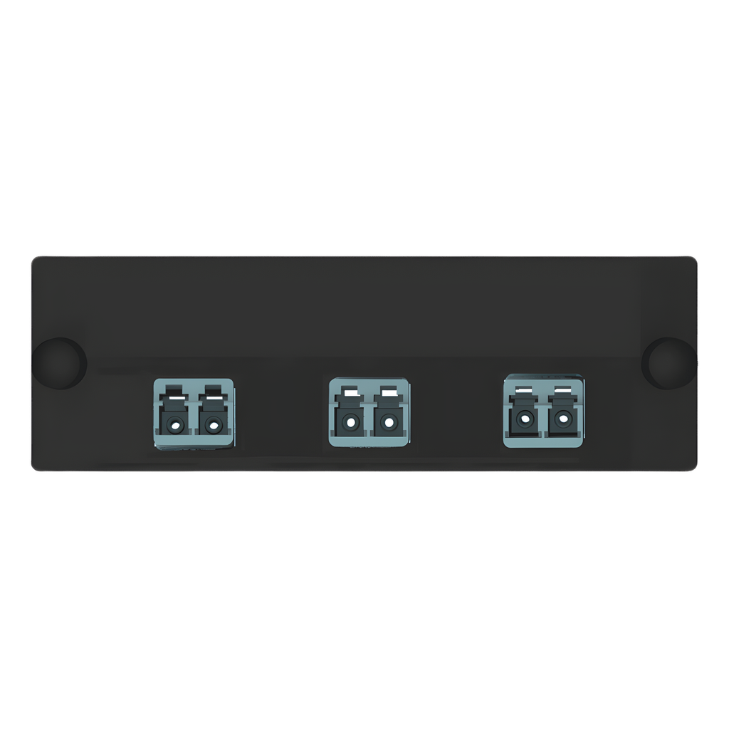 Placa Acopladora de Fibra Optica FAP, Con 3 Conectores LC Duplex (6 Fibras), Para Fibra Multimodo OM3 / OM4, Color Aqua