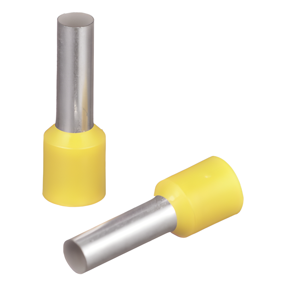 [FSD82-12-C] Ferrúl de cobre DIN Amarillo para Cable 10 AWG con largo 12 mm. 100 piezas