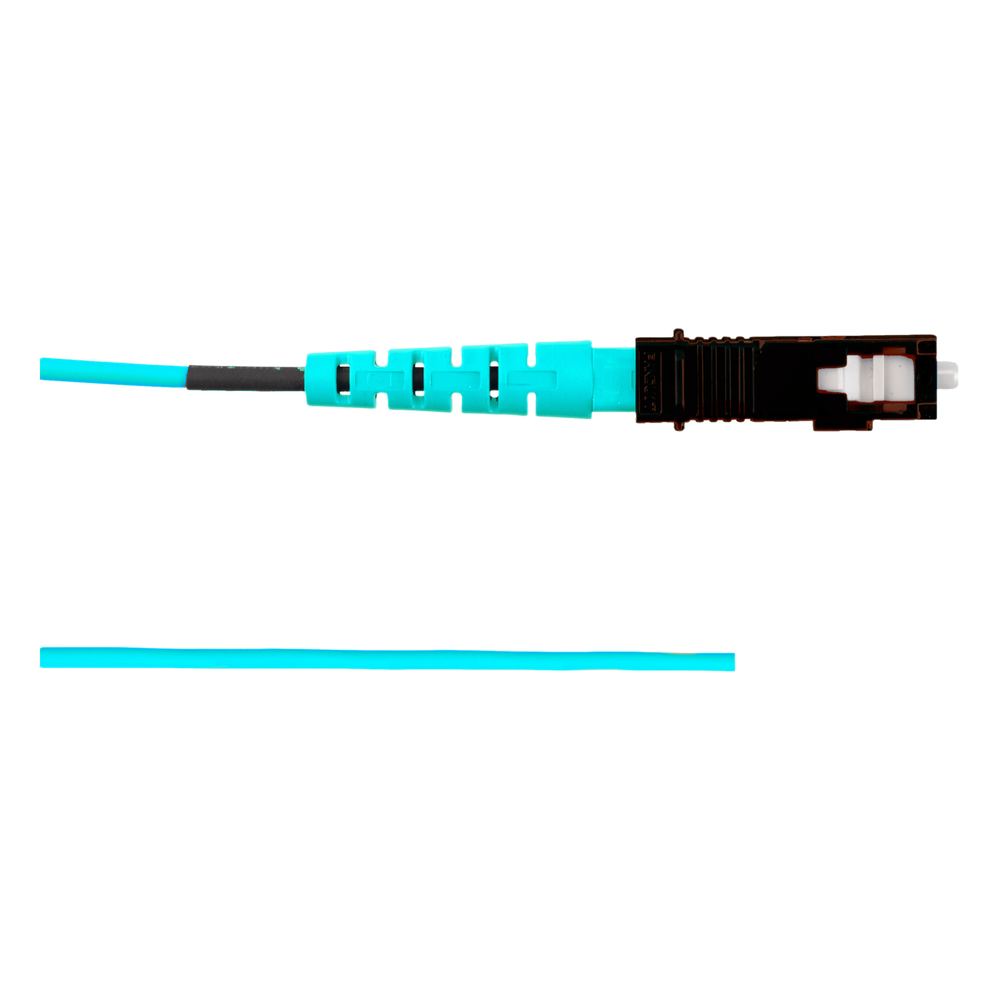 Pigtail de fibra óptica OM3, simplex, 2 m, aqua