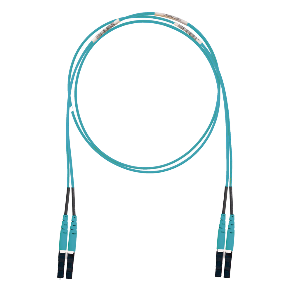 Jumper de fibra óptica OM3, LC-LC, dúplex, 1 m, aqua