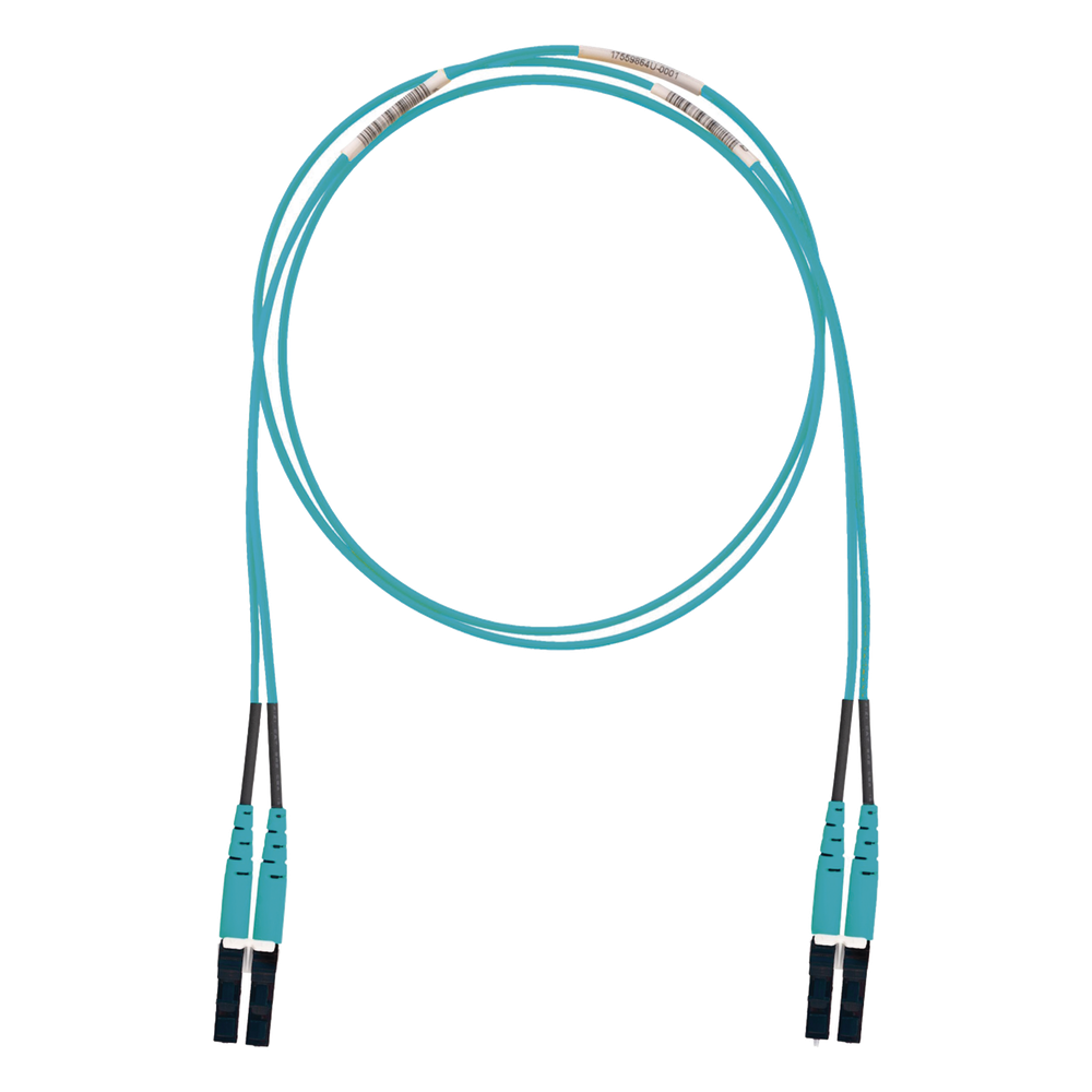 Jumper de fibra óptica OM3, LC-LC, dúplex, 3 m, aqua