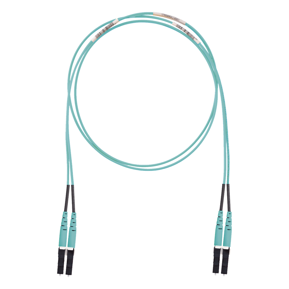 Jumper de fibra óptica OM3, LC-LC, dúplex, 10 m, aqua