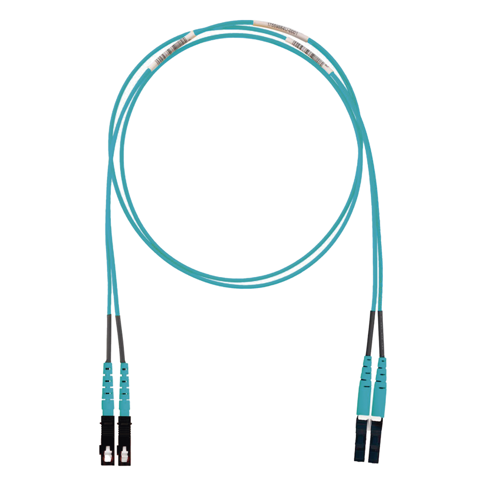 Jumper de fibra óptica OM3, LC-SC, dúplex, 2 m, aqua