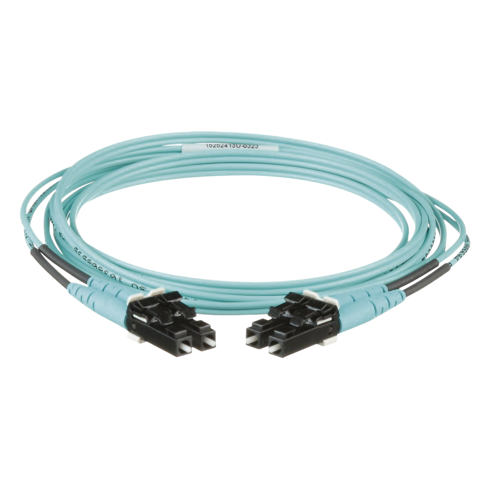 Jumper de fibra óptica OM3, LC-LC, dúplex, 2 m, aqua