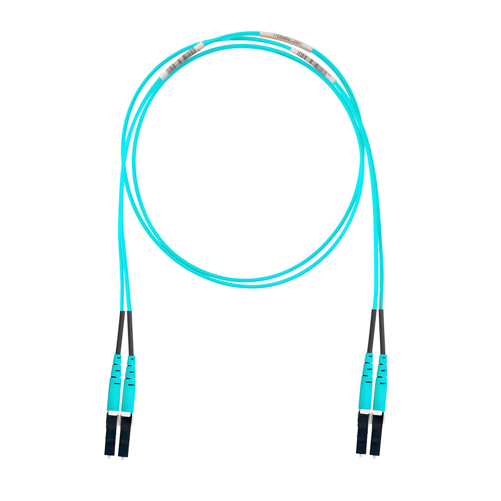 Jumper de fibra óptica OM4, LC-LC, dúplex, 3 m, aqua