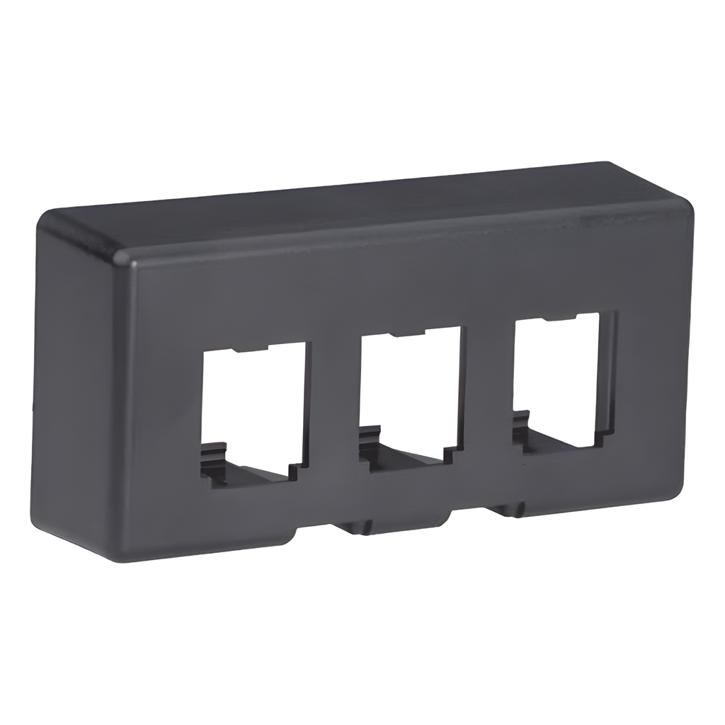 Placa de Mobiliario Modular Estándar 3 puertos, negro
