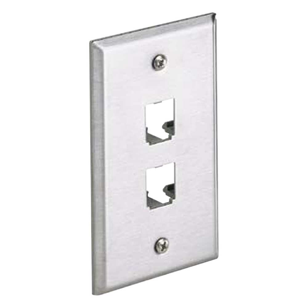 Placa de pared 2 puertos, acero inoxidable
