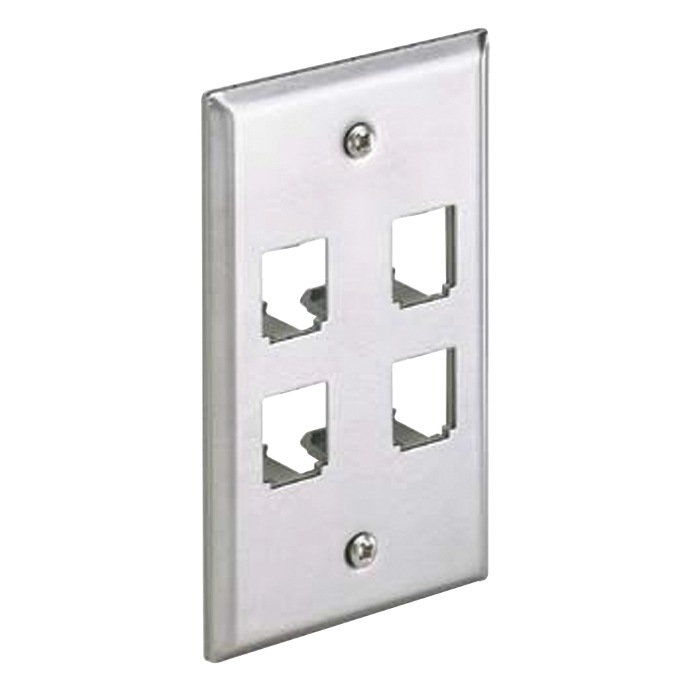 Placa de pared 4 puertos, acero inoxidable