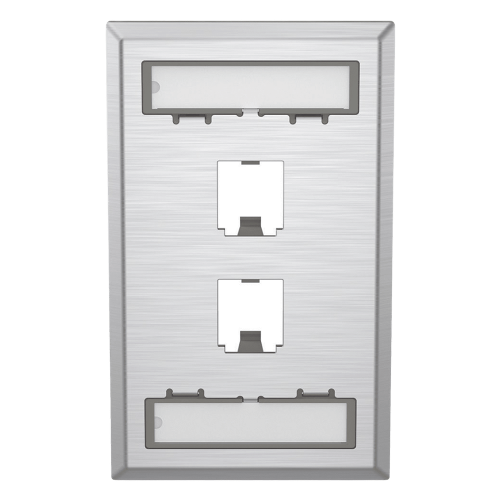Placa de pared 2 puertos, acero inoxidable