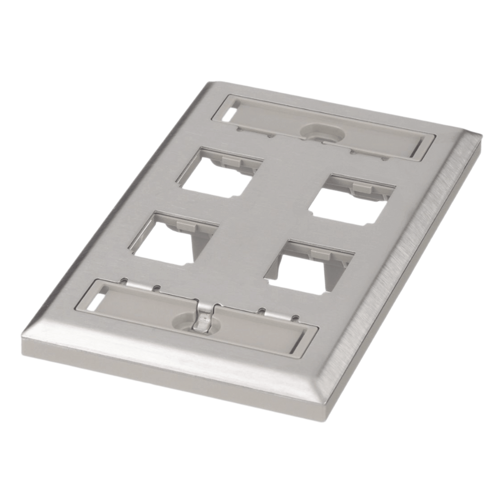 Placa de pared 4 puertos, acero inoxidable