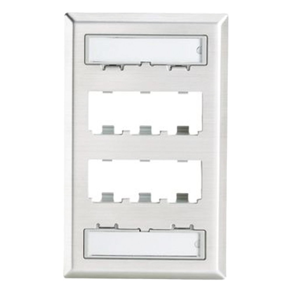 Placa de pared 6 puertos, acero inoxidable