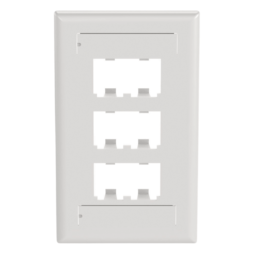 Placa de pared 6 puertos, blanco