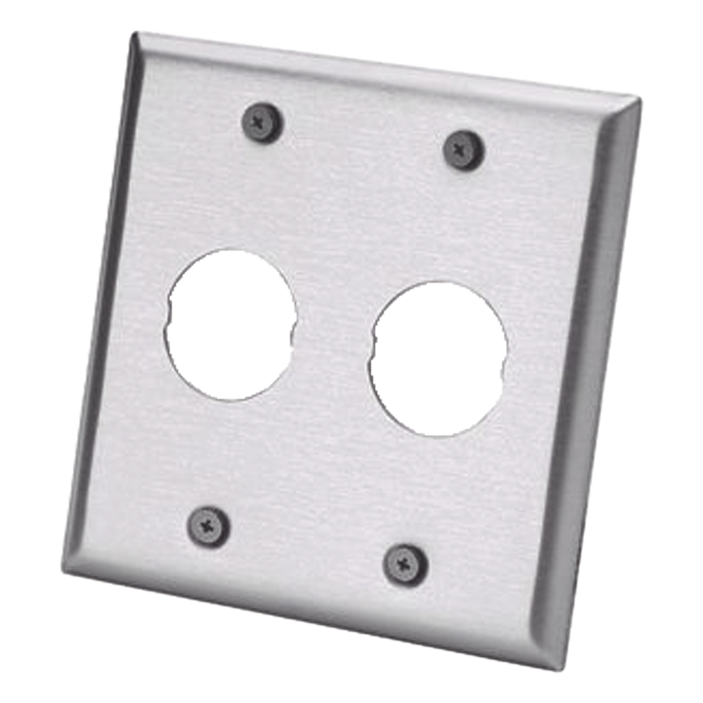 Placa de Pared Doble IndustrialNet?, Para 2 Conectores Industriales, de Acero Inoxidable