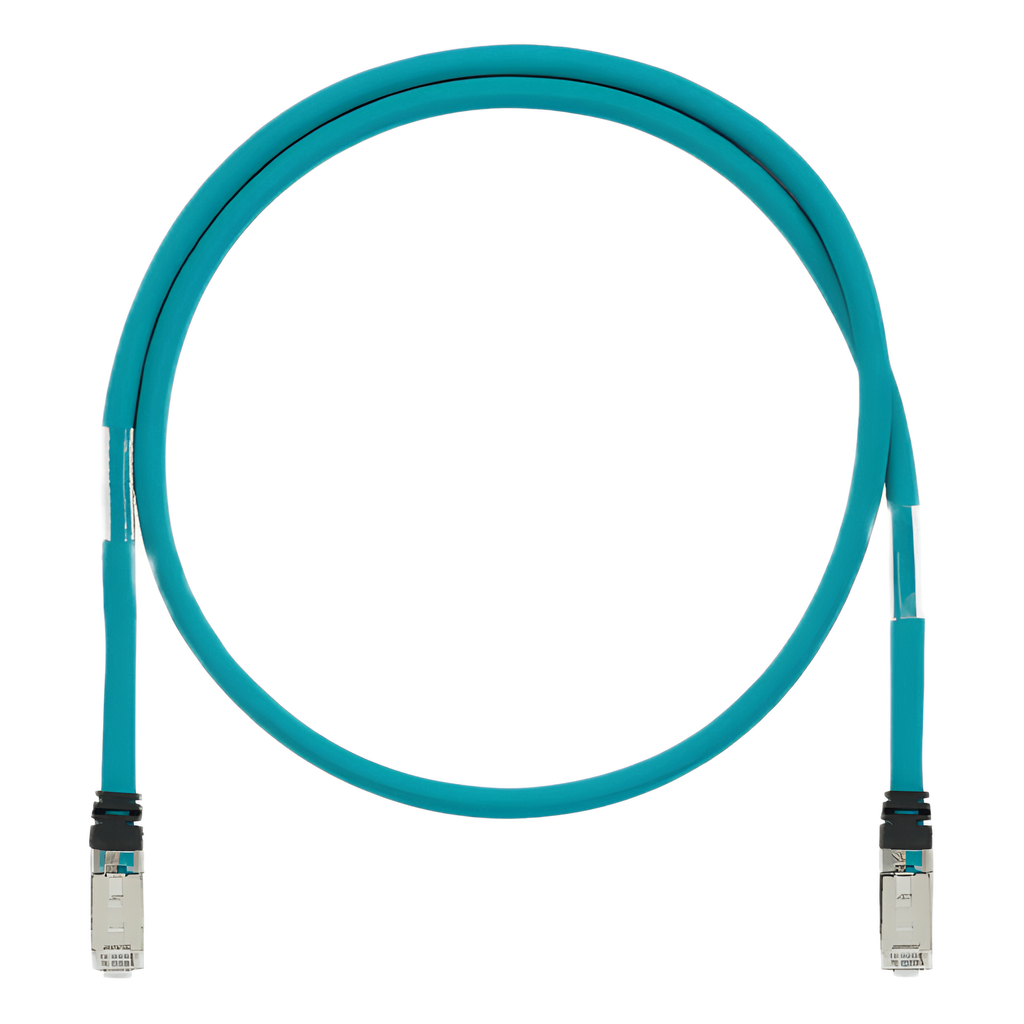 Patch cord Cat6A SF/UTP, 10 m, aqua, 26 AWG