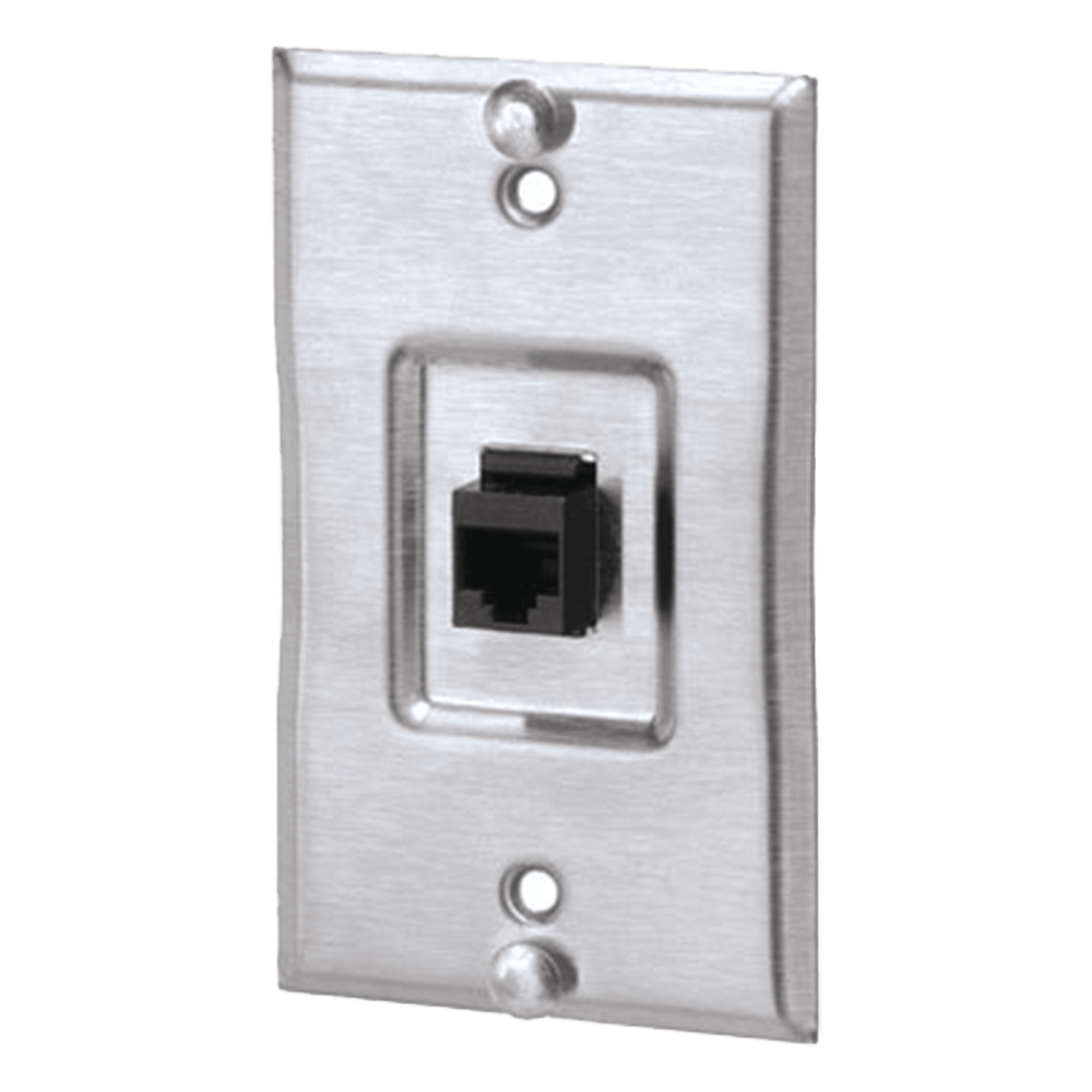 Placa de pared 1 puertos, keystone, acero inoxidable