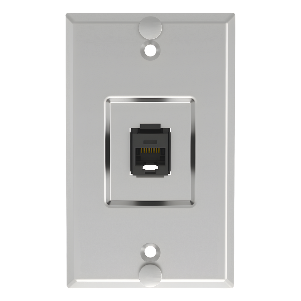 Placa de pared 1 puertos, keystone, acero inoxidable