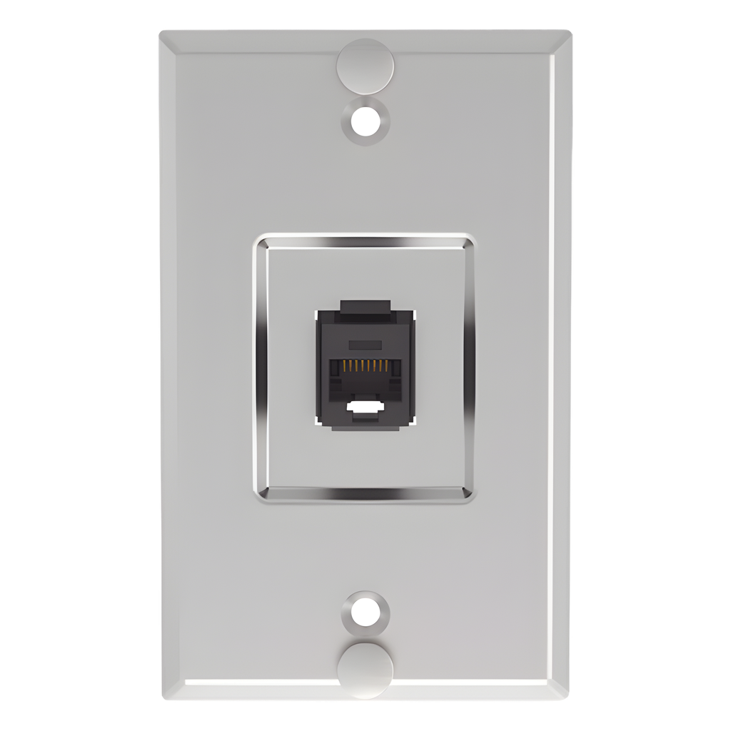 Placa de pared 1 puertos, keystone, acero inoxidable