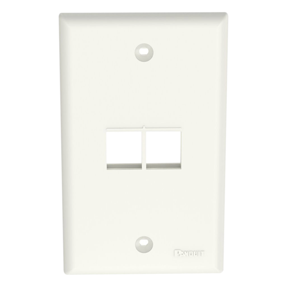 Placa de Pared NetKey Vertical, Salida Para 2 Puertos Keystone, Color Blanco Mate