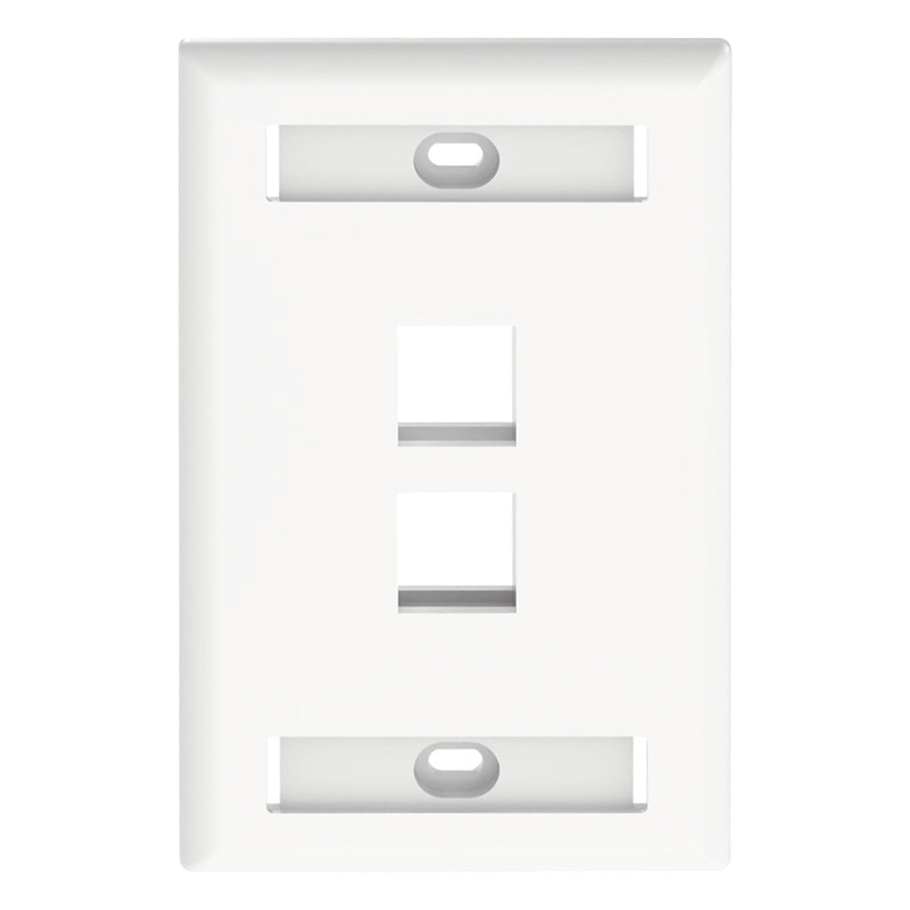 Placa de pared 2 puertos, keystone, blanco