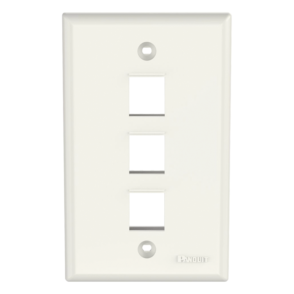 Placa de pared 3 puertos, keystone, blanco