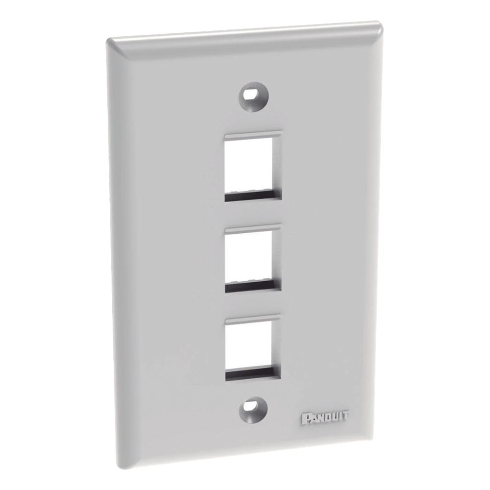 Placa de pared 3 puertos, keystone, blanco