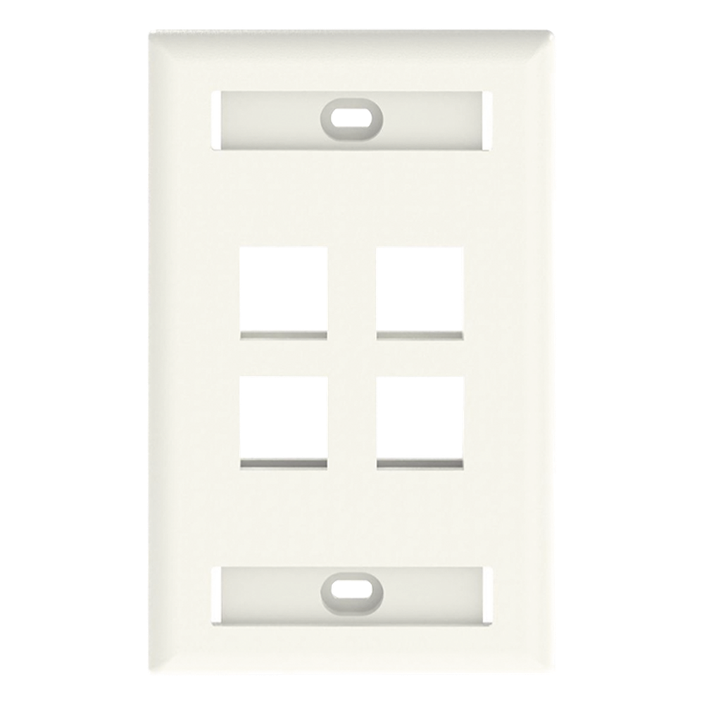 Placa de pared 4 puertos, keystone, blanco
