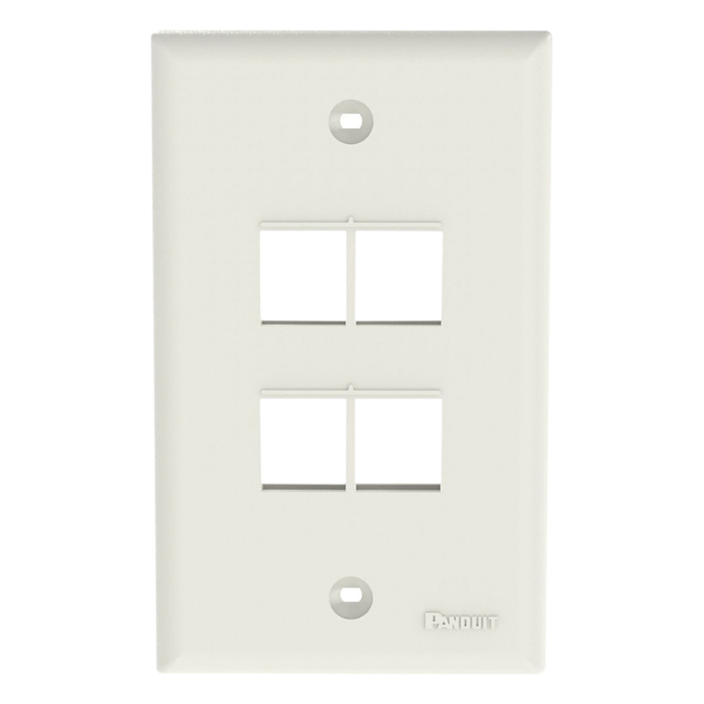 Placa de pared 4 puertos, keystone, blanco